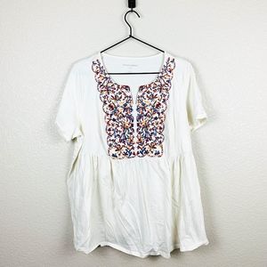 🏡Woman Within embroidered peasent top